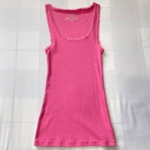 Request Pink Lace Trim Tank Top